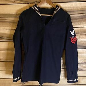 WWII US Navy Blue Sailor Shirt Petty Officer First Class Gunner’s Mate 40 medium
